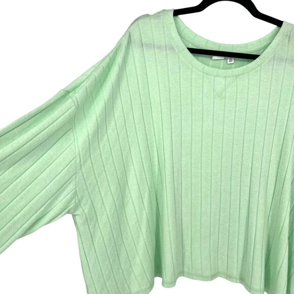 BP. Ribbed Long Sleeve Ribbed Boxy Tee Top Mint Green Size 3X NWOT - Picture 2 of 7
